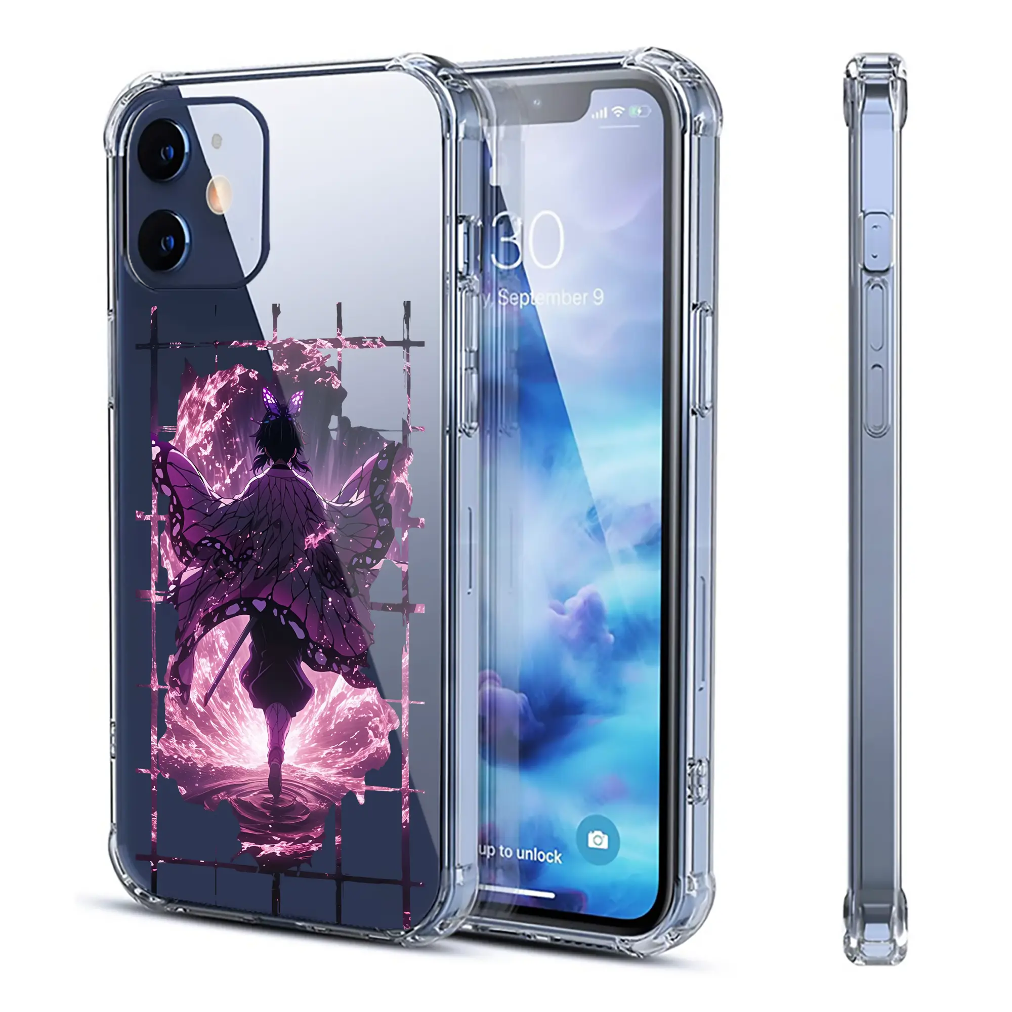 鬼滅の刃 グッズ,胡蝶 しのぶ - IPhone 12シリーズ対応 ・ 透明スマホケース ・ クリアソフトケース ・ TPU素材 ・ 耐衝撃 ・ 高密着 ・ 防汚 防指紋 ・ 簡単着脱